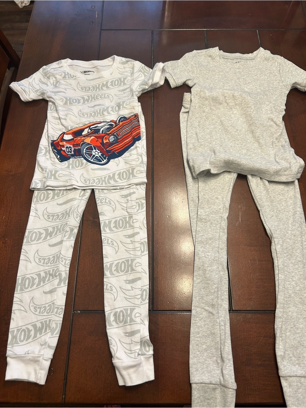 Set of two pjs. Gently worn Mattel White and Gray Hot Wheels and Gray Old Navy